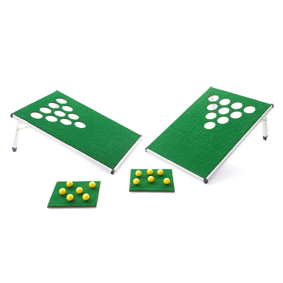 Backyard Game Set Folding Portable Golf Cornhole & Pong