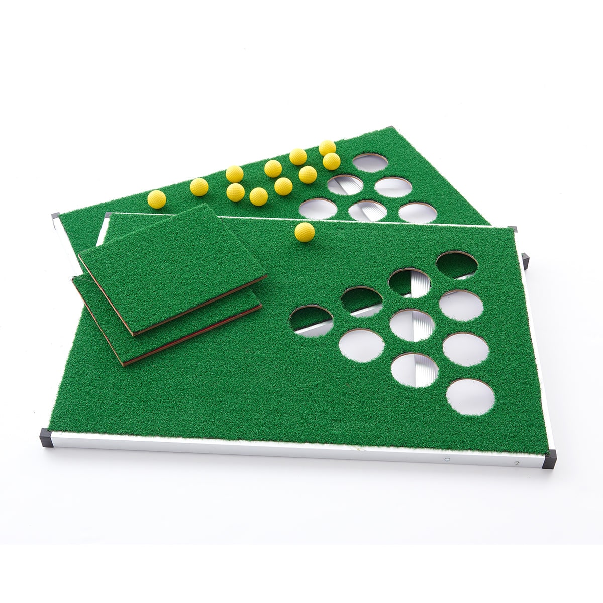 Backyard Game Set Folding Portable Golf Cornhole & Pong