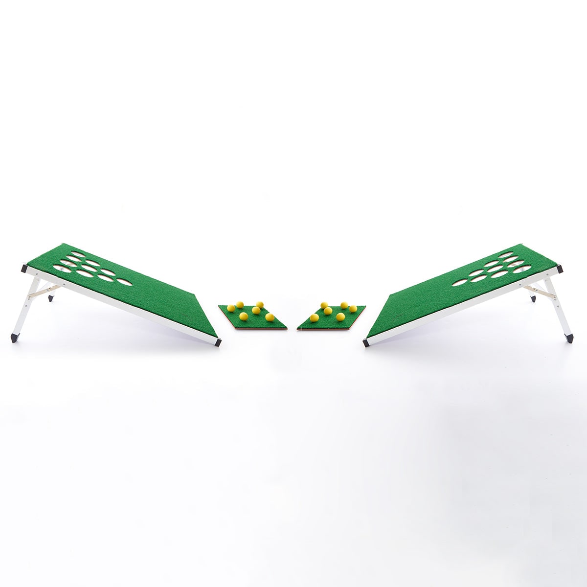 Backyard Game Set Folding Portable Golf Cornhole & Pong