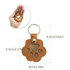 Bag Hanger Full-Grain Leather Paw Print Stainless Steel Ring