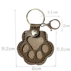 Bag Hanger Full-Grain Leather Paw Print Stainless Steel Ring