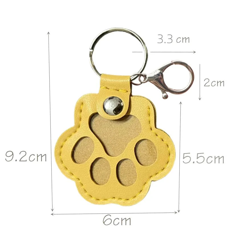 Bag Hanger Full-Grain Leather Paw Print Stainless Steel Ring