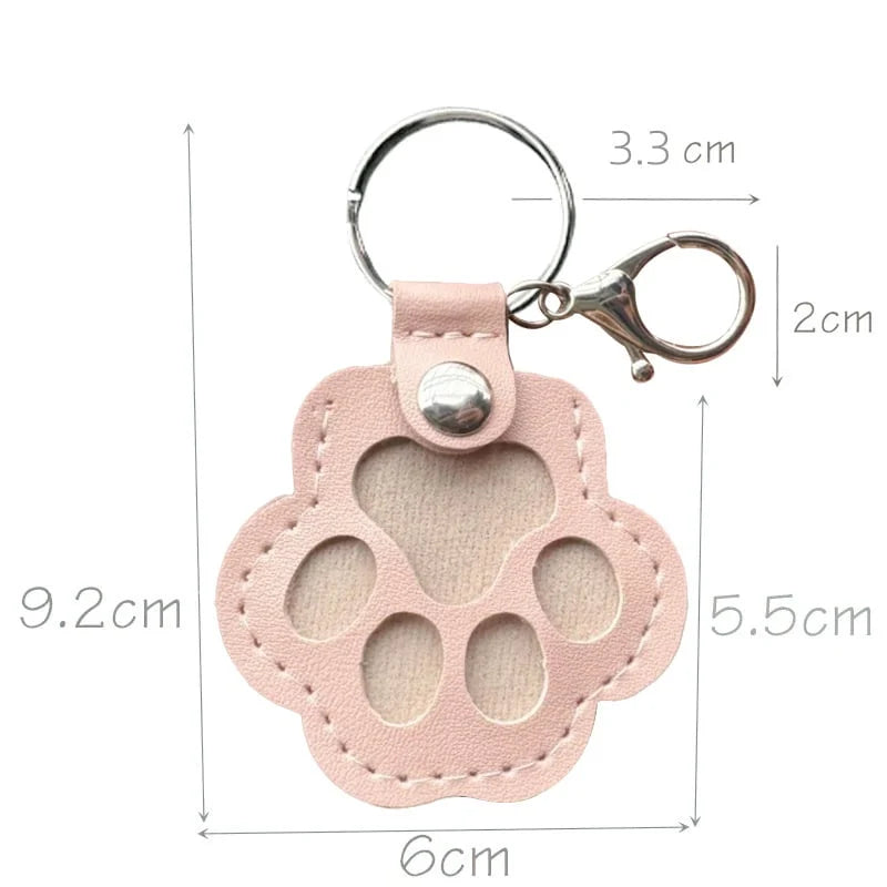 Bag Hanger Full-Grain Leather Paw Print Stainless Steel Ring
