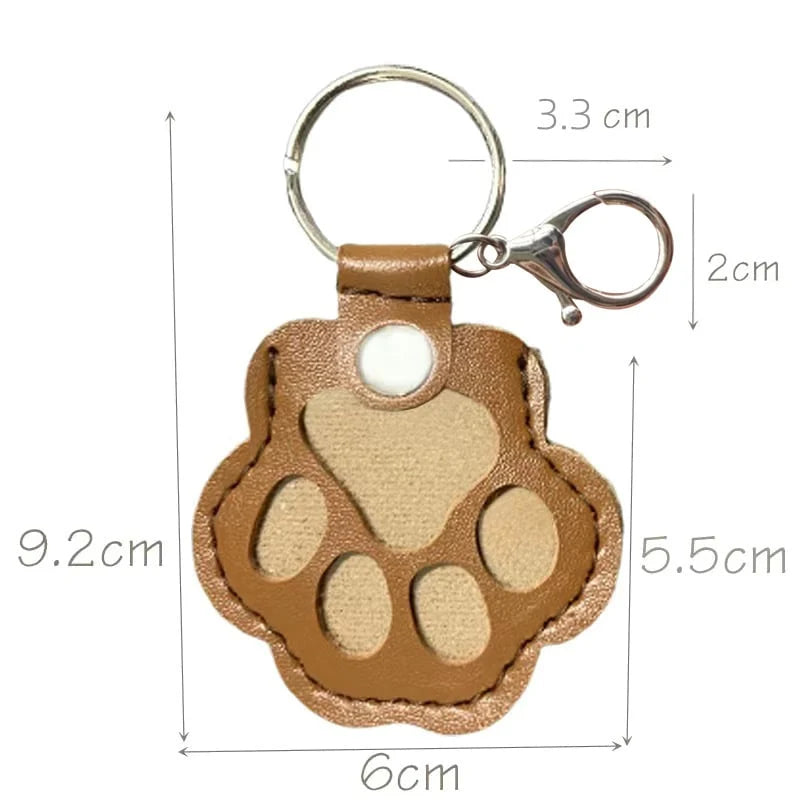 Bag Hanger Full-Grain Leather Paw Print Stainless Steel Ring