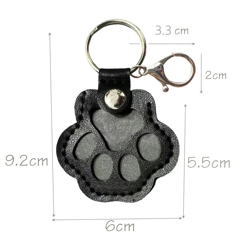 Bag Hanger Full-Grain Leather Paw Print Stainless Steel Ring