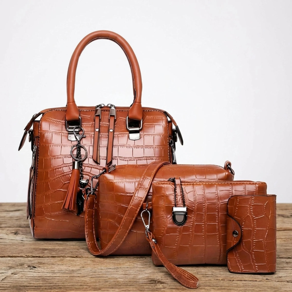 Bag Set Faux Leather Set Of Four