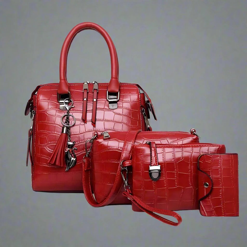 Bag Set Faux Leather Set Of Four
