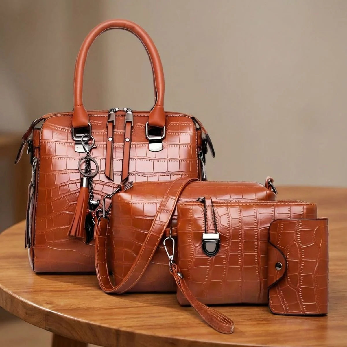 Bag Set Faux Leather Set Of Four