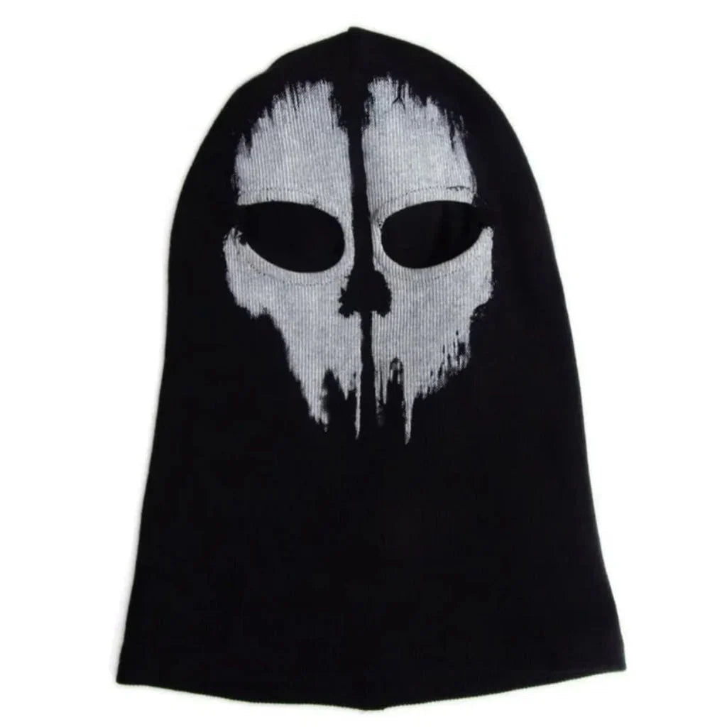 Balaclava Mask Distressed Skull Stretch Ribbed Knit