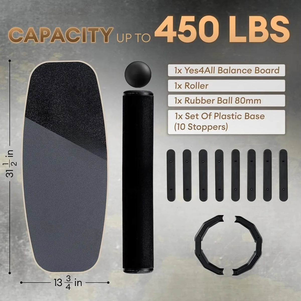 Balance Board 9-Level Adjustable Roller & Ball Bases