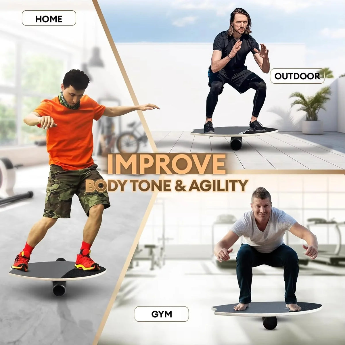 Balance Board 9-Level Adjustable Roller & Ball Bases