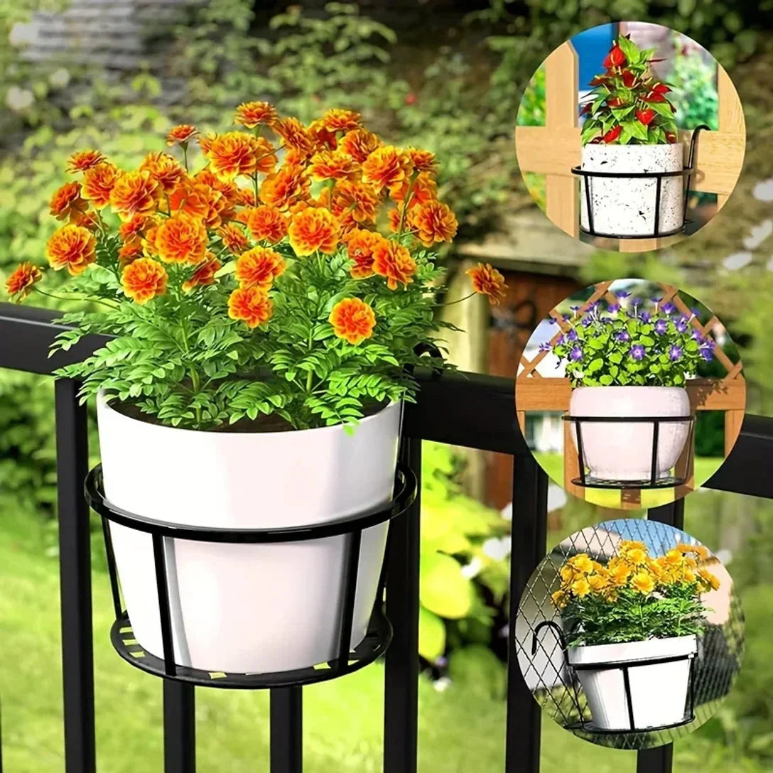 Balcony Plant Hangers Tool-Free Hook-On Drainage Set of 3
