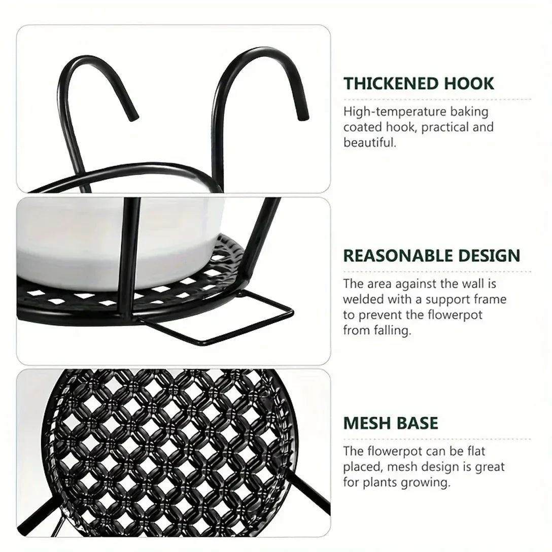 Balcony Plant Hangers Tool-Free Hook-On Drainage Set of 3