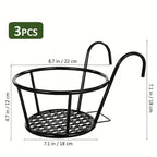 Balcony Plant Hangers Tool-Free Hook-On Drainage Set of 3