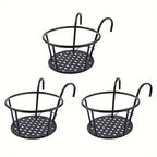 Balcony Plant Hangers Tool-Free Hook-On Drainage Set of 3