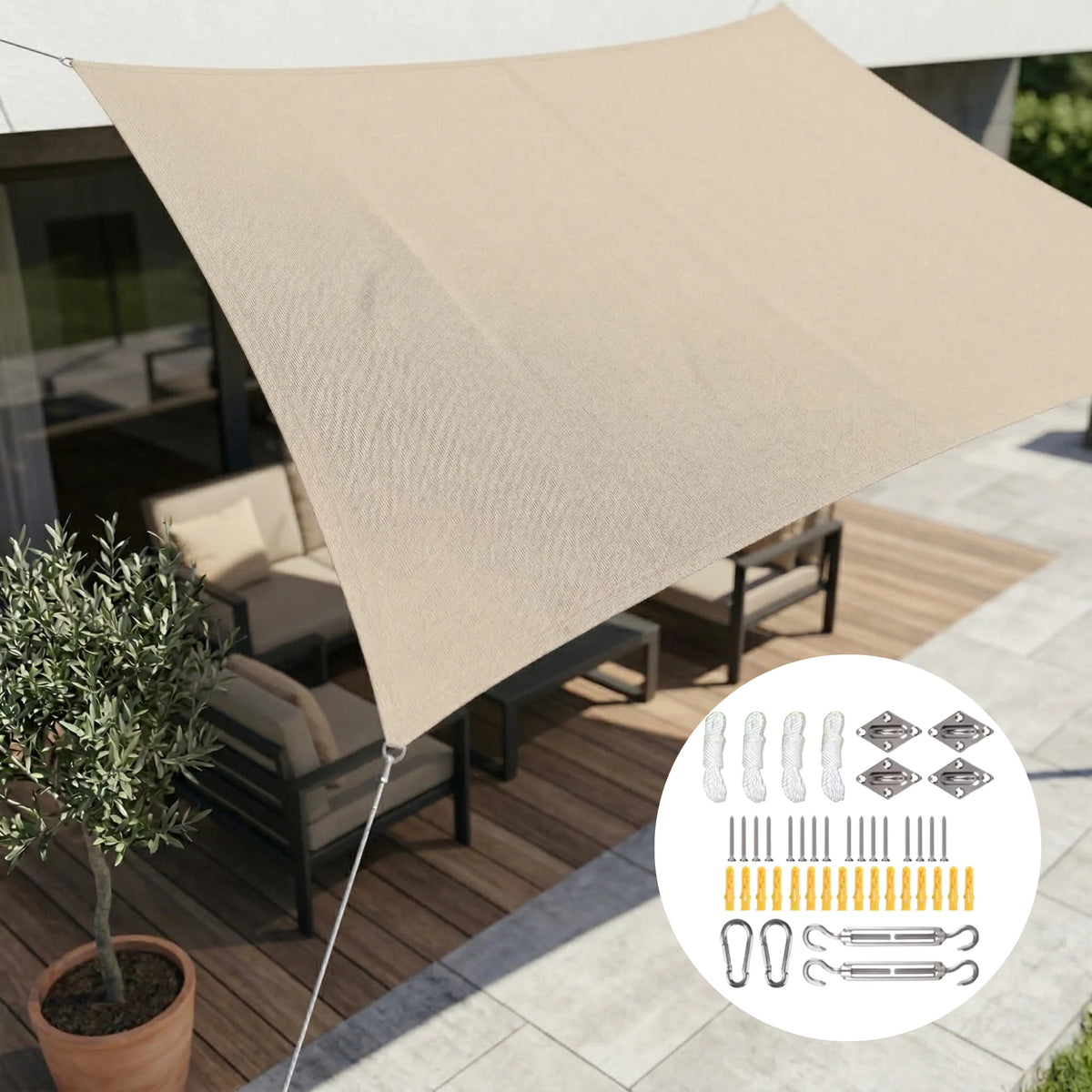 Balcony Shade Sail Waterproof & UV-Resistant Adjustable Fit