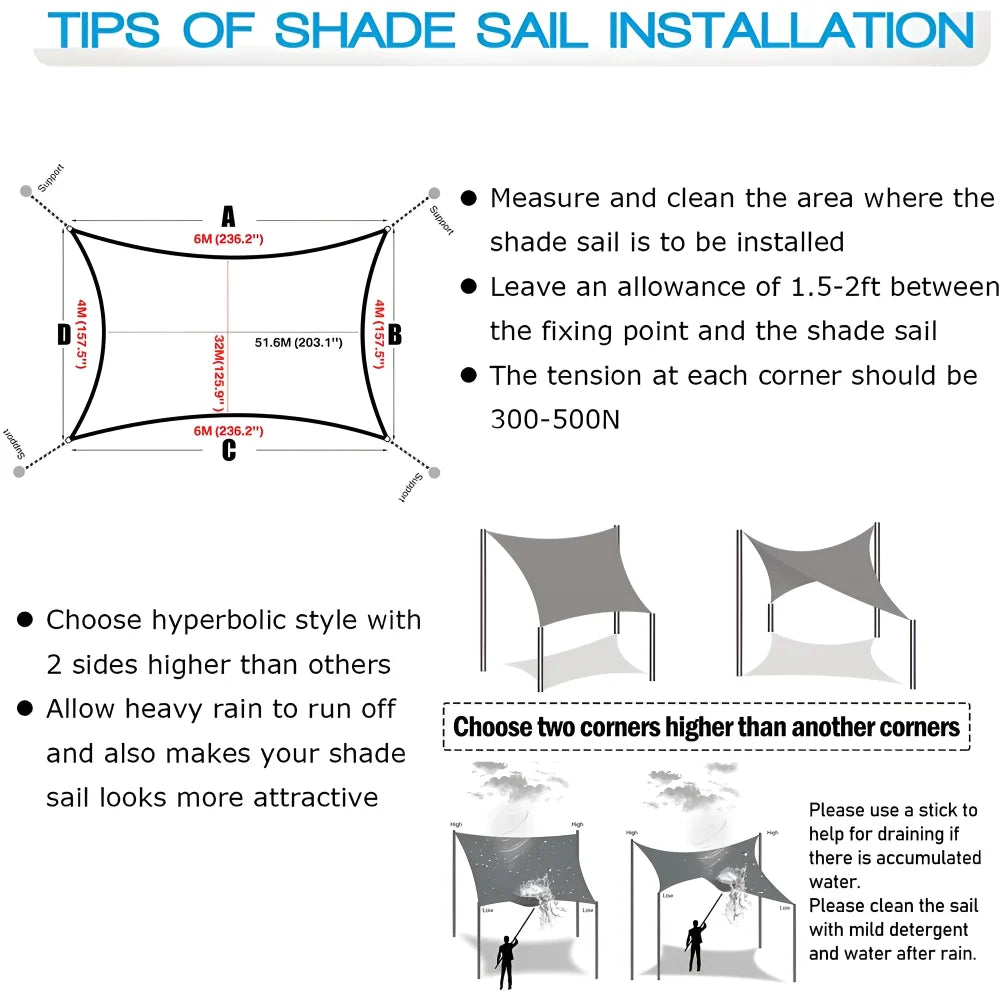 Balcony Shade Sail Waterproof & UV-Resistant Adjustable Fit