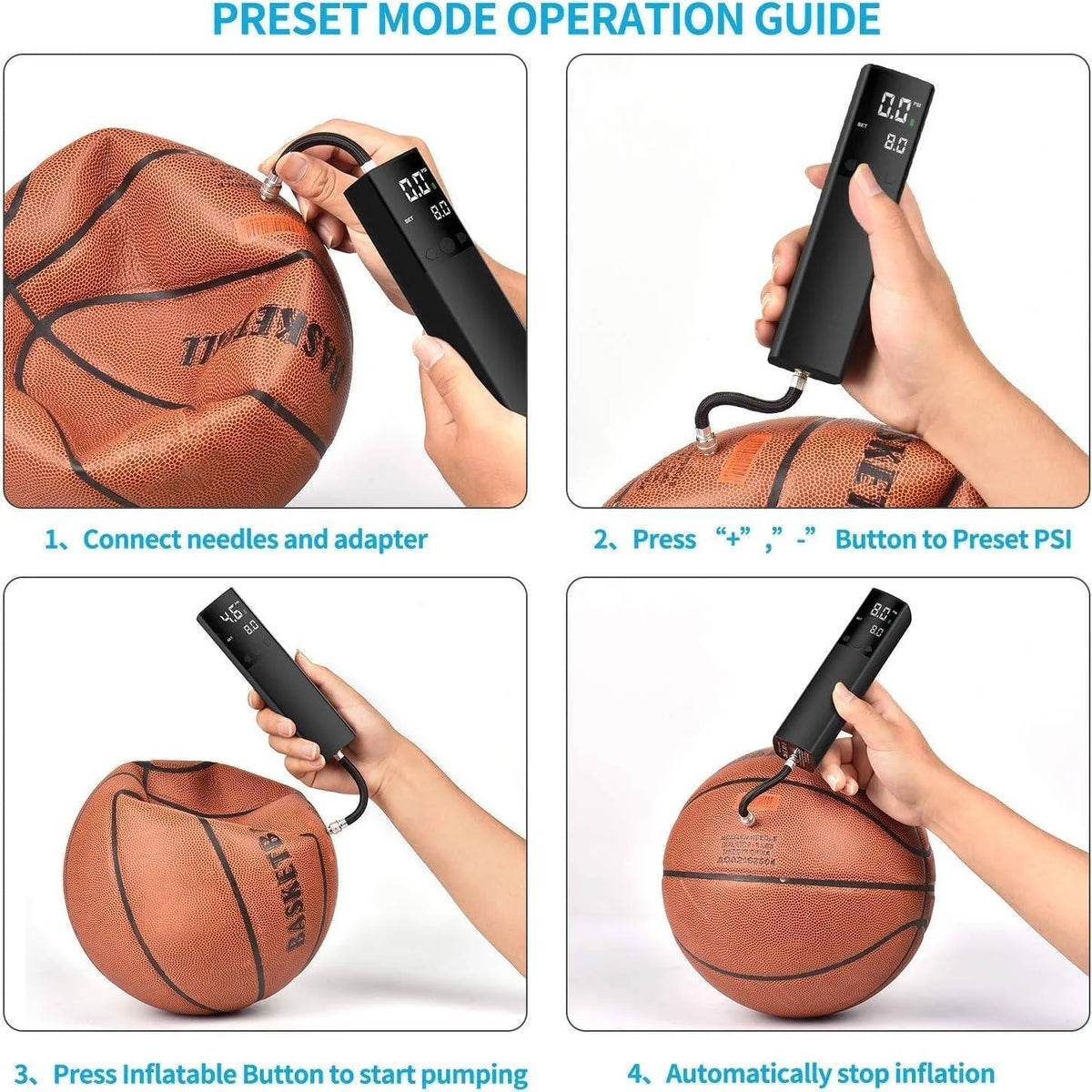 Ball Pump Cordless Rechargeable Digital LCD & Auto-Stop