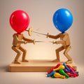 Balloon Duel Game Handcrafted Solid Wood Swords & Shields