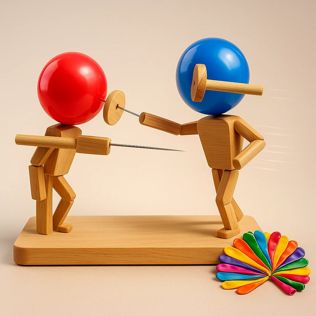 Balloon Duel Game Handcrafted Solid Wood Swords & Shields