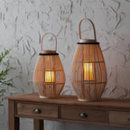 Bamboo Lantern Handwoven Cordless Warm LED