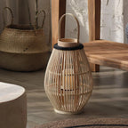 Bamboo Lantern Handwoven Cordless Warm LED