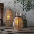Bamboo Lantern Handwoven Cordless Warm LED