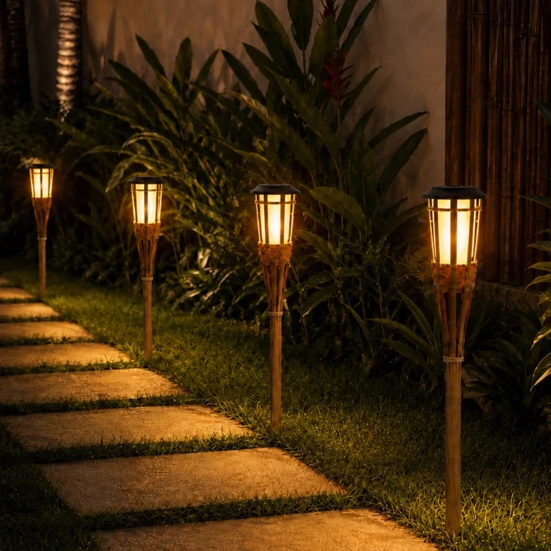 Bamboo Torch Solar Flickering Flame Up To 12 Hours