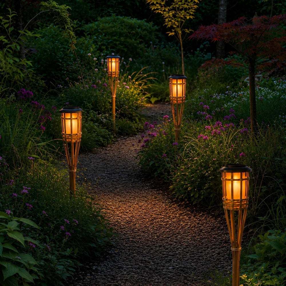 Bamboo Torch Solar Flickering Flame Up To 12 Hours