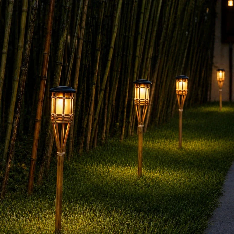 Bamboo Torch Solar Flickering Flame Up To 12 Hours