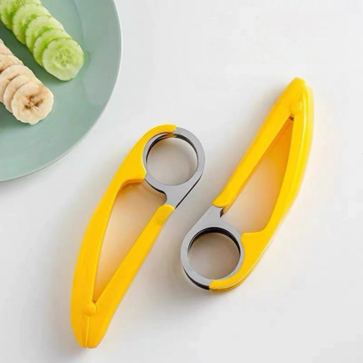 Banana Slicer Curved Blade Stainless Steel Ergonomic Handle
