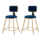 Bar Stool Velvet Upholstery Gold Frame Backrest & Footrest