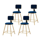 Bar Stool Velvet Upholstery Gold Frame Backrest & Footrest