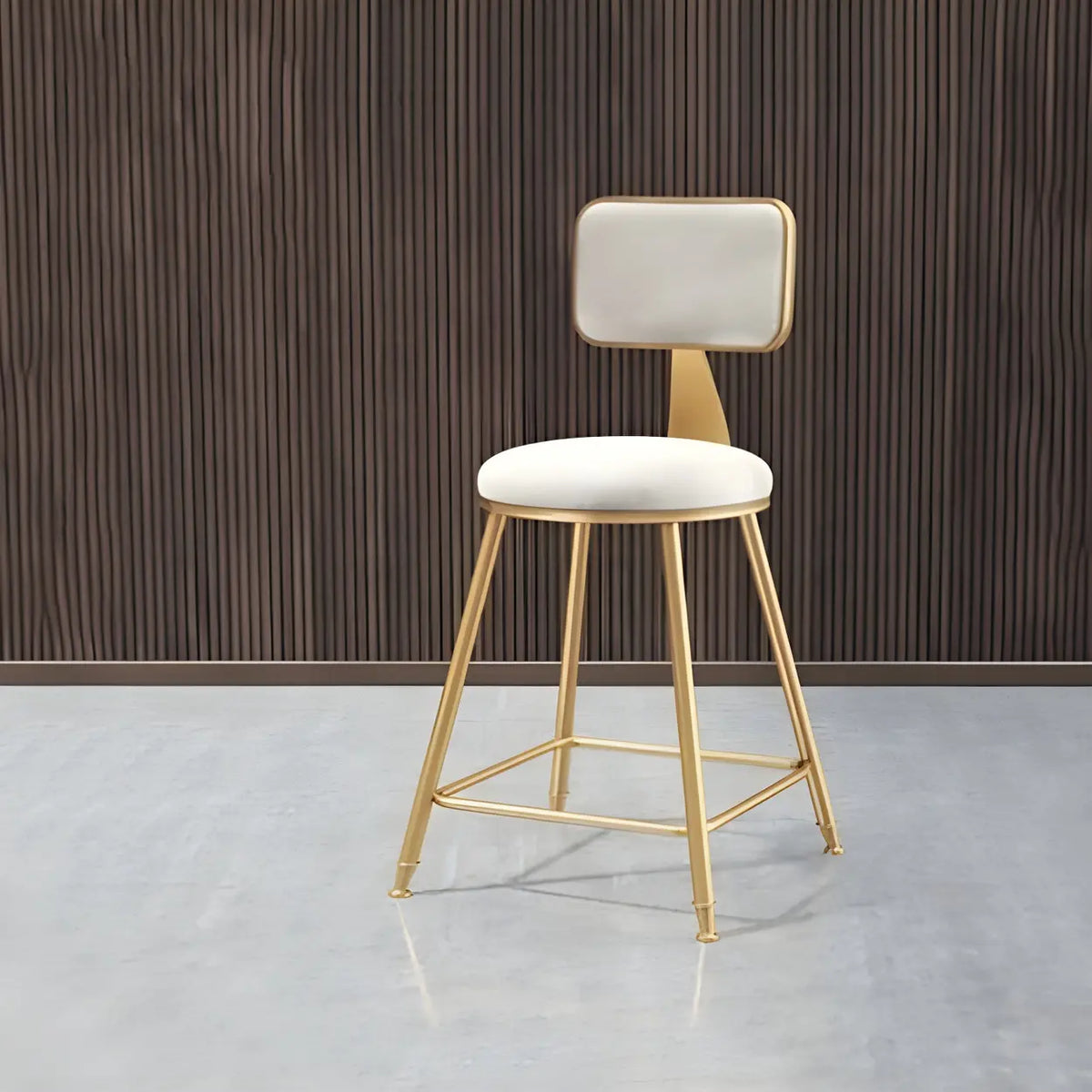 Bar Stool Velvet Upholstery Gold Frame Backrest & Footrest