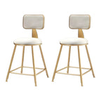Bar Stool Velvet Upholstery Gold Frame Backrest & Footrest