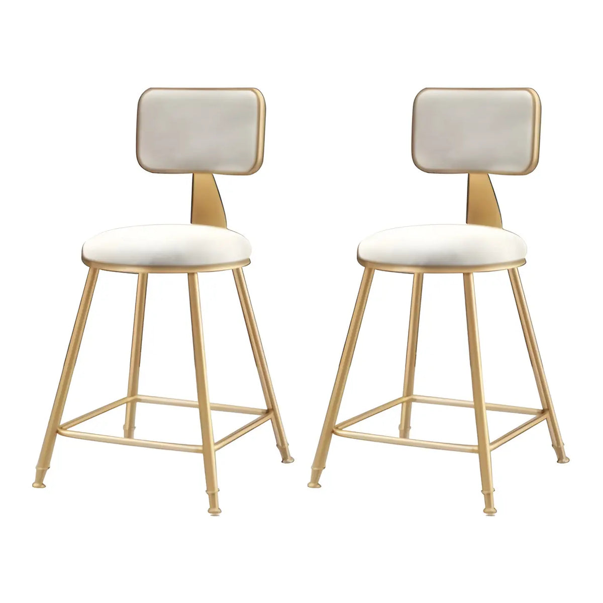 Bar Stool Velvet Upholstery Gold Frame Backrest & Footrest