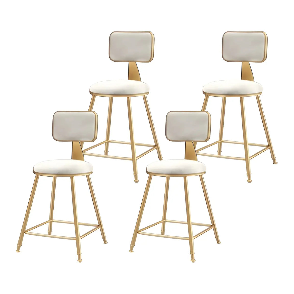 Bar Stool Velvet Upholstery Gold Frame Backrest & Footrest