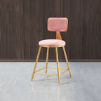 Bar Stool Velvet Upholstery Gold Frame Backrest & Footrest