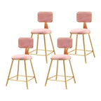 Bar Stool Velvet Upholstery Gold Frame Backrest & Footrest