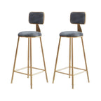 Bar Stool Velvet Upholstery Gold Frame Backrest & Footrest
