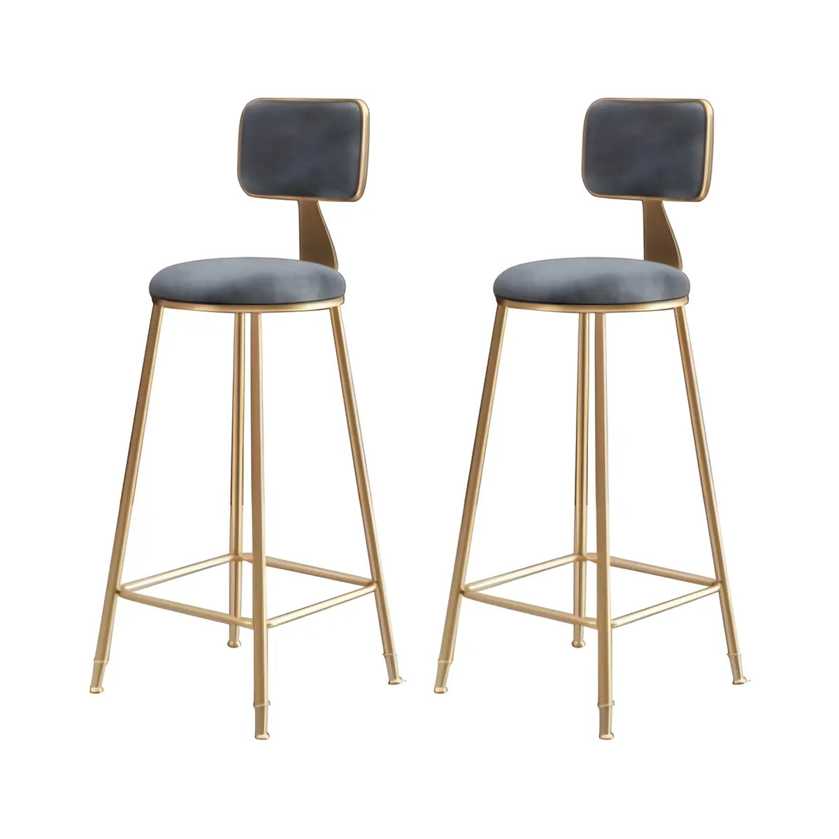 Bar Stool Velvet Upholstery Gold Frame Backrest & Footrest
