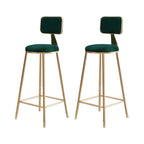 Bar Stool Velvet Upholstery Gold Frame Backrest & Footrest