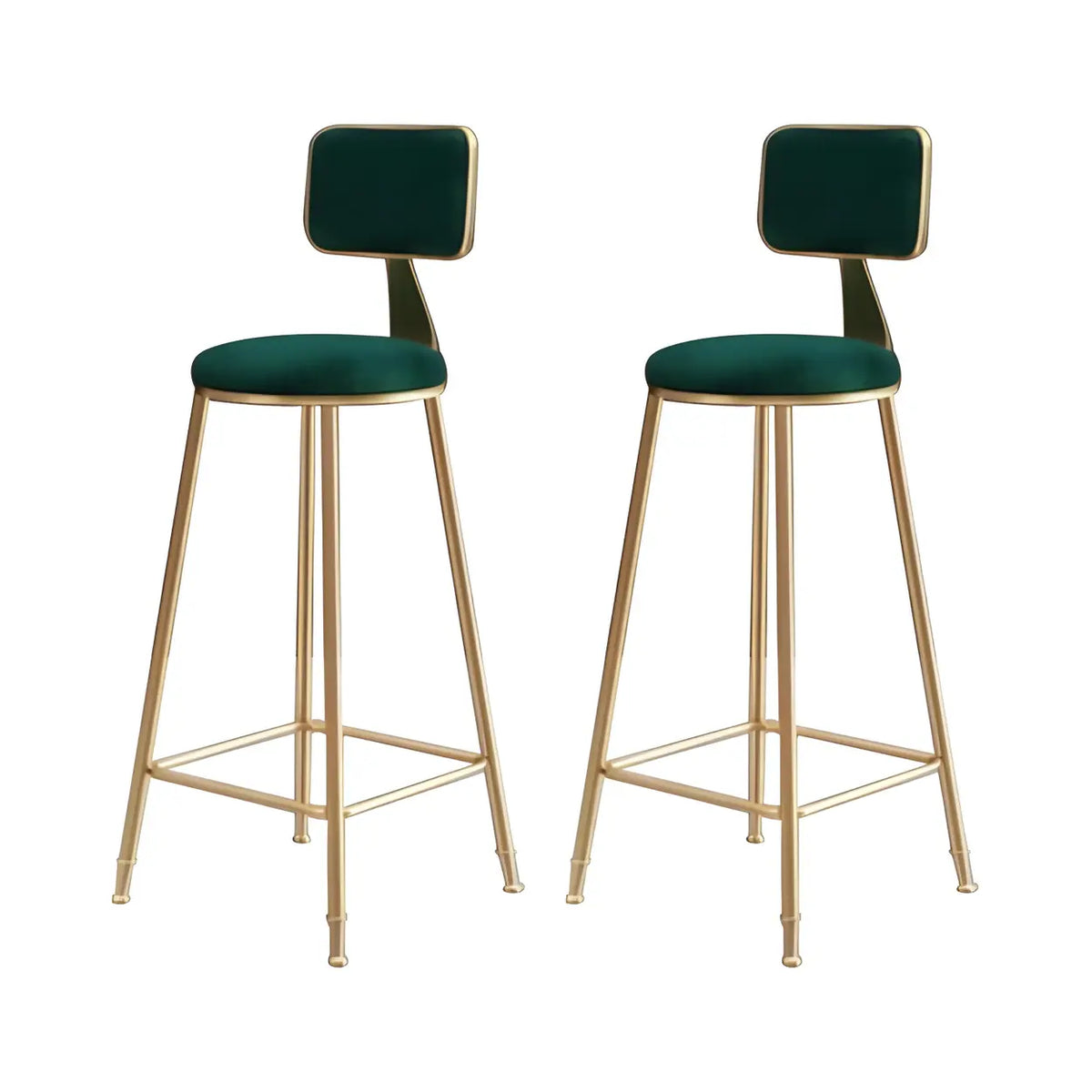 Bar Stool Velvet Upholstery Gold Frame Backrest & Footrest