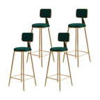 Bar Stool Velvet Upholstery Gold Frame Backrest & Footrest