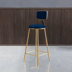 Bar Stool Velvet Upholstery Gold Frame Backrest & Footrest