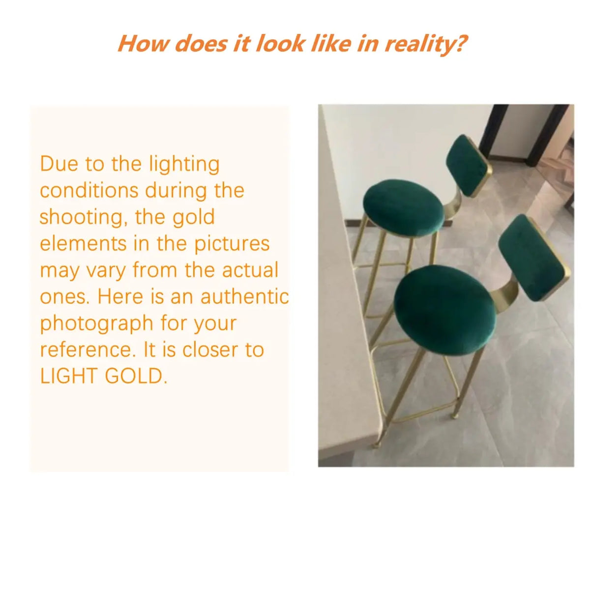 Bar Stool Velvet Upholstery Gold Frame Backrest & Footrest