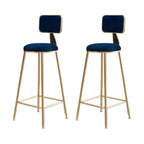 Bar Stool Velvet Upholstery Gold Frame Backrest & Footrest