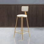 Bar Stool Velvet Upholstery Gold Frame Backrest & Footrest