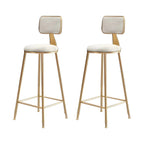 Bar Stool Velvet Upholstery Gold Frame Backrest & Footrest