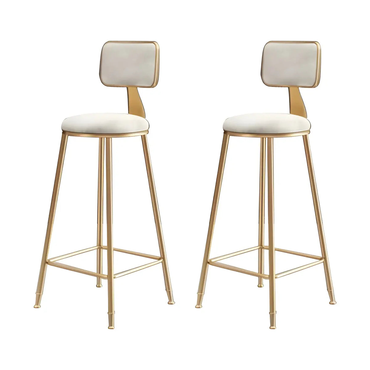 Bar Stool Velvet Upholstery Gold Frame Backrest & Footrest